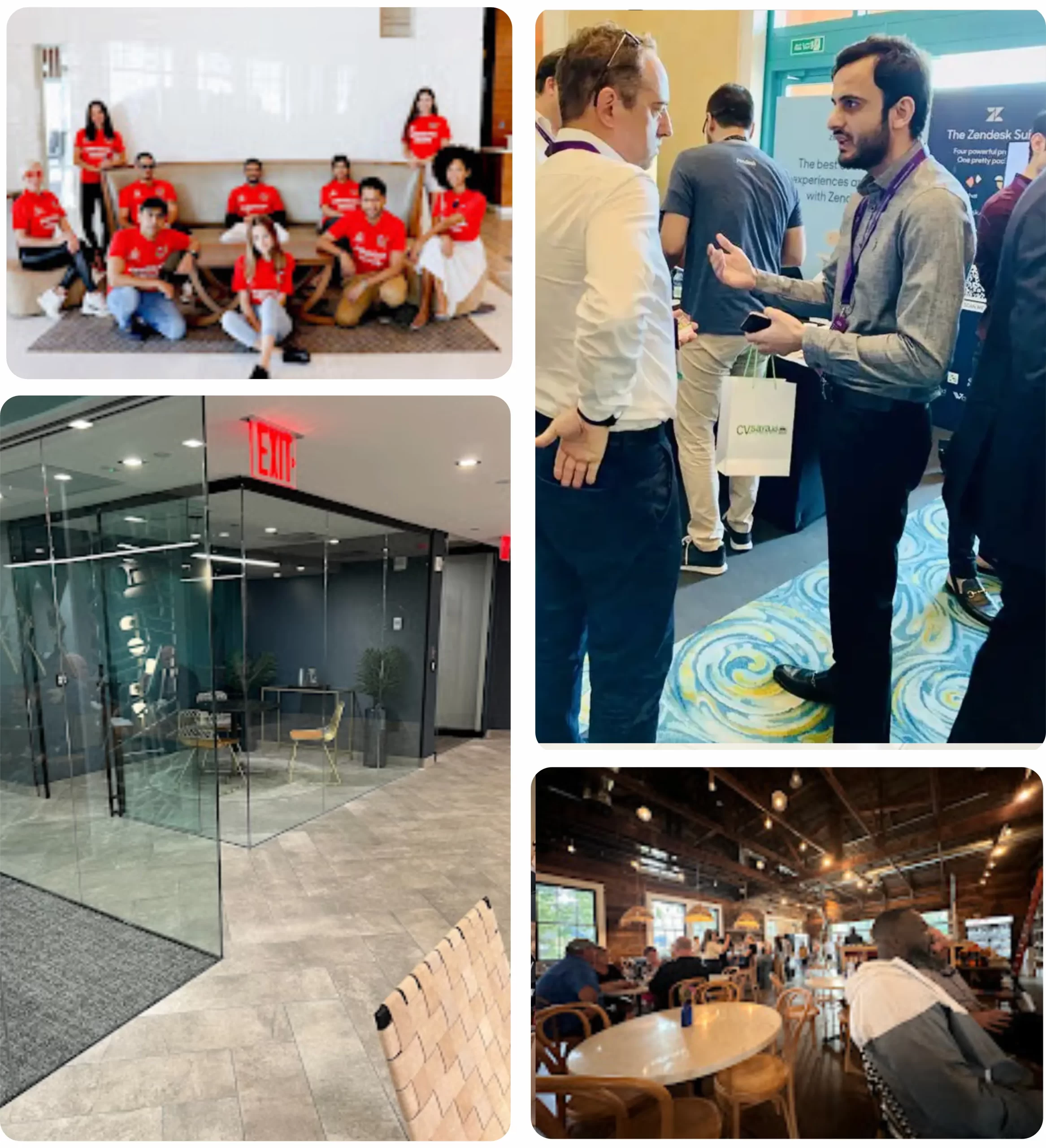 Company culture showcasing teamwork, networking, and workspaces